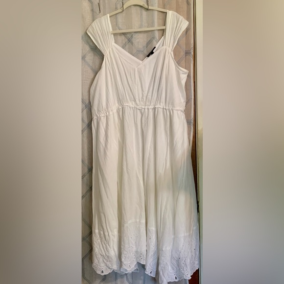 Lane Bryant 26 3X NWT Cotton eyelet midi beach wedding dress - Picture 7 of 10